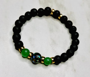 Green Aventurine, Lava Stone w/ Abalone Shell