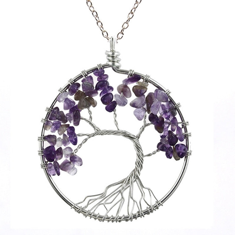 Chakra Crystal "Keep Close" Tree of Life Necklace