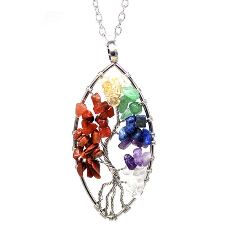 Chakra Crystal "Keep Close" Tree of Life Necklace