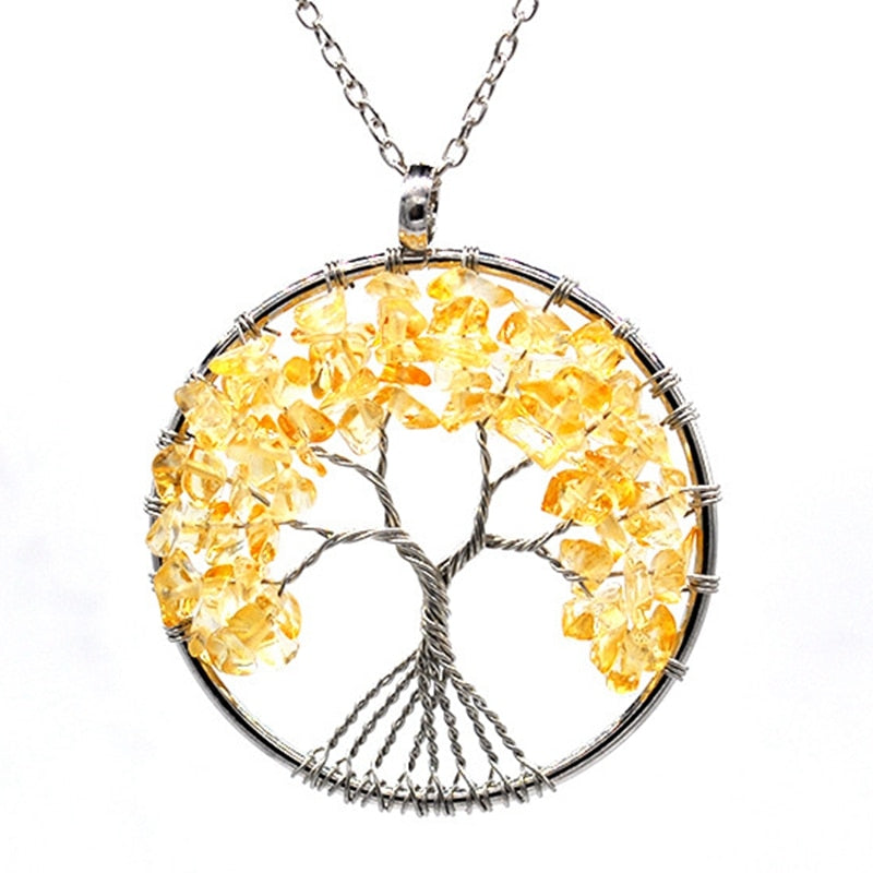 Chakra Crystal "Keep Close" Tree of Life Necklace