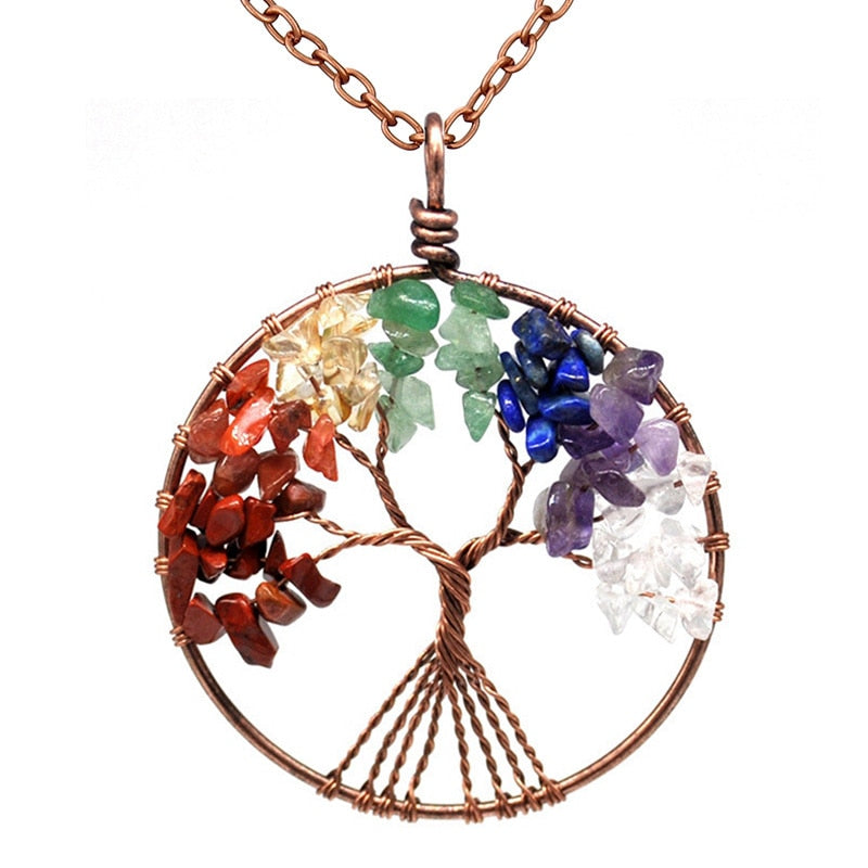 Chakra Crystal "Keep Close" Tree of Life Necklace