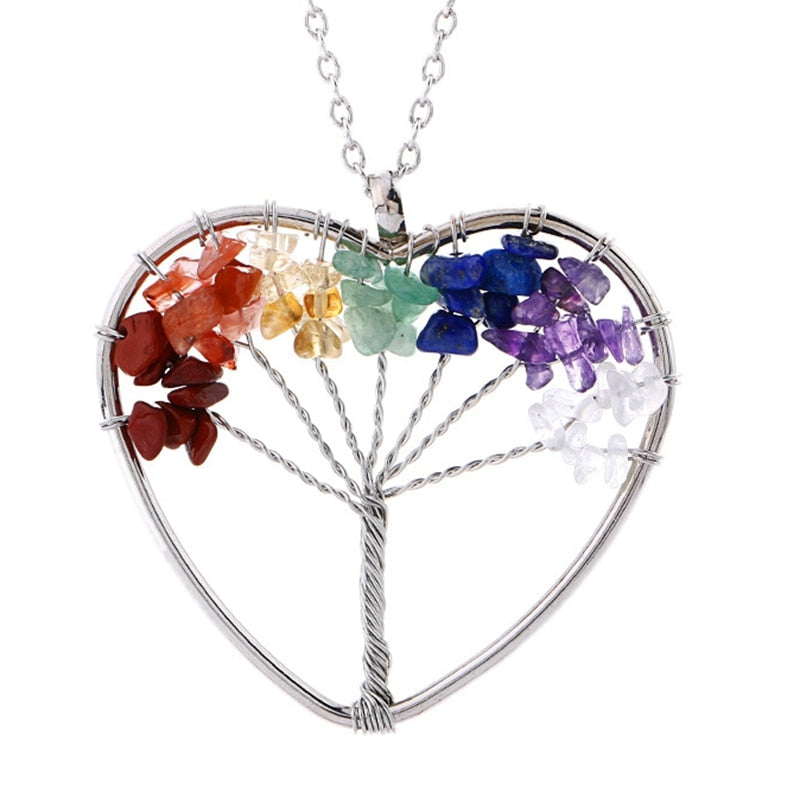 Chakra Crystal "Keep Close" Tree of Life Necklace