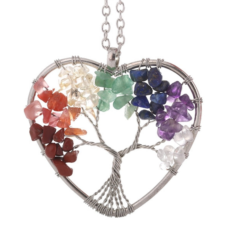 Chakra Crystal "Keep Close" Tree of Life Necklace