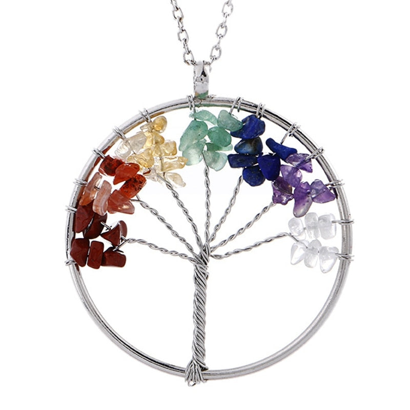 Chakra Crystal "Keep Close" Tree of Life Necklace