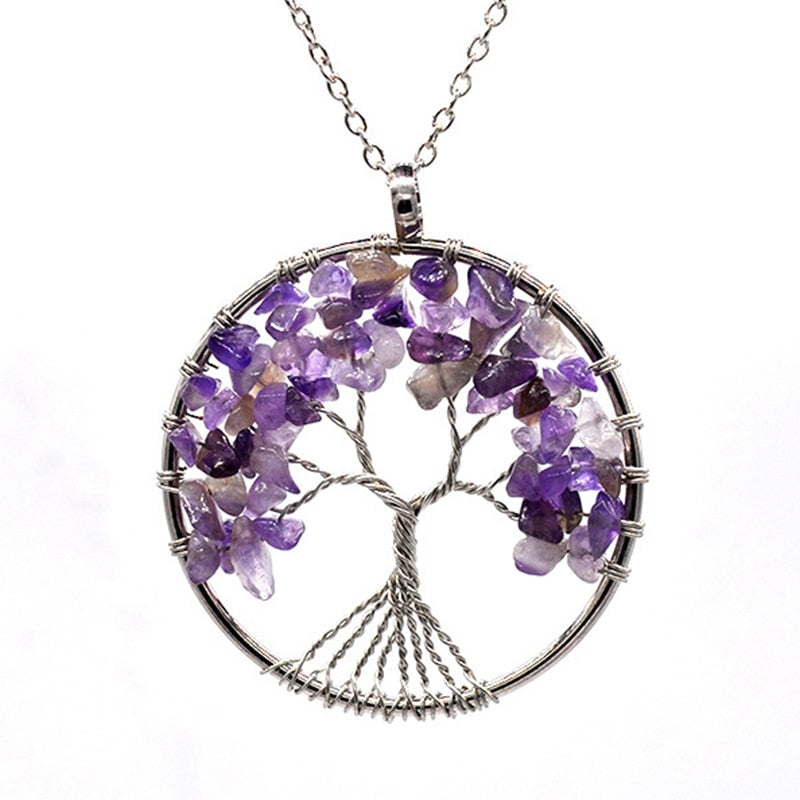 Chakra Crystal "Keep Close" Tree of Life Necklace