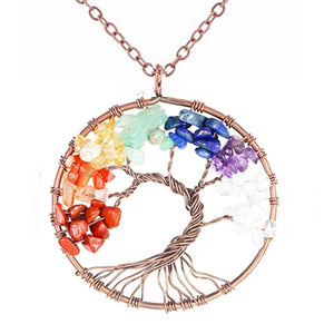 Chakra Crystal "Keep Close" Tree of Life Necklace